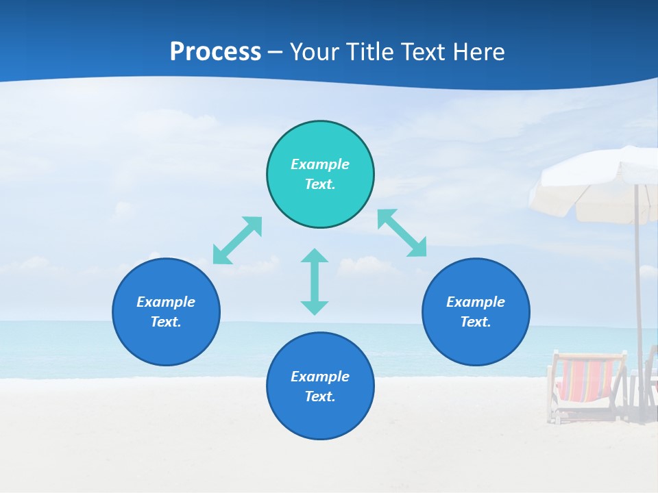 Two Chairs Under An Umbrella On A Beach PowerPoint Template