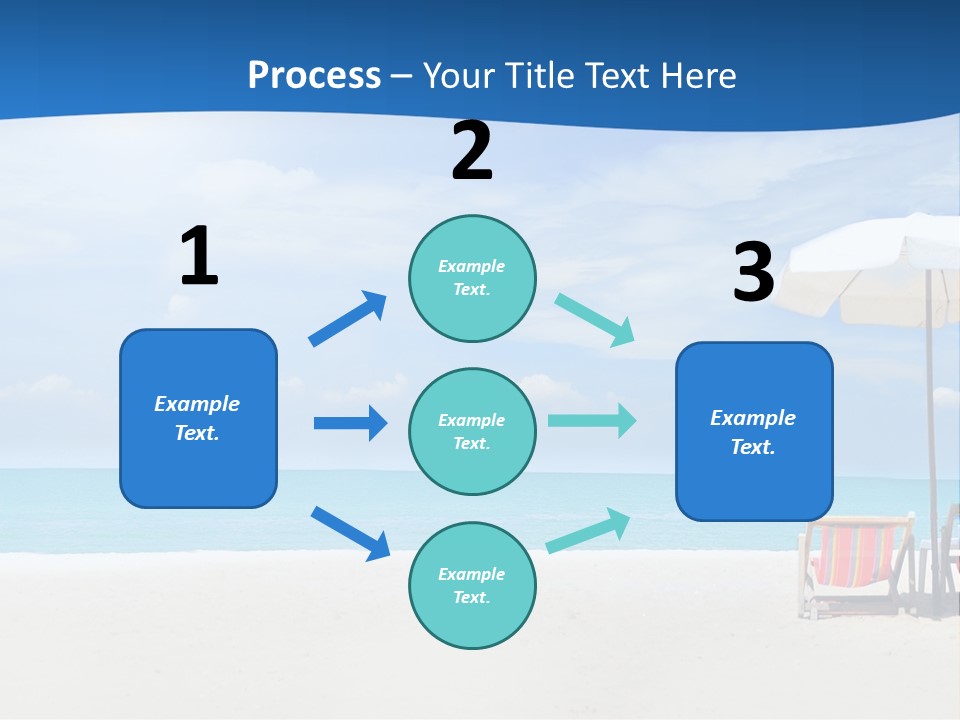 Two Chairs Under An Umbrella On A Beach PowerPoint Template