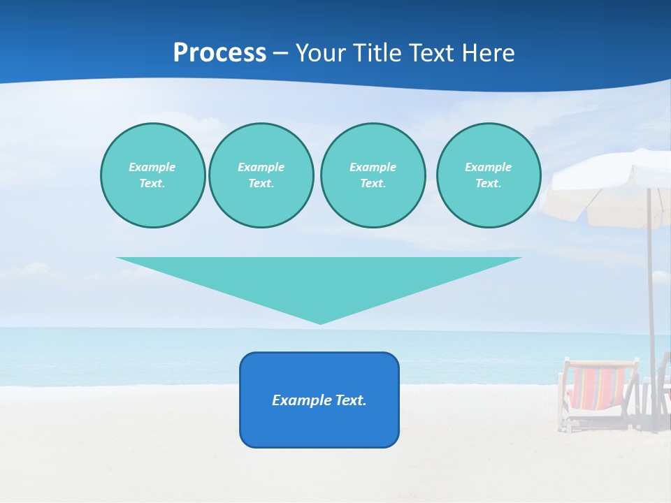 Two Chairs Under An Umbrella On A Beach PowerPoint Template