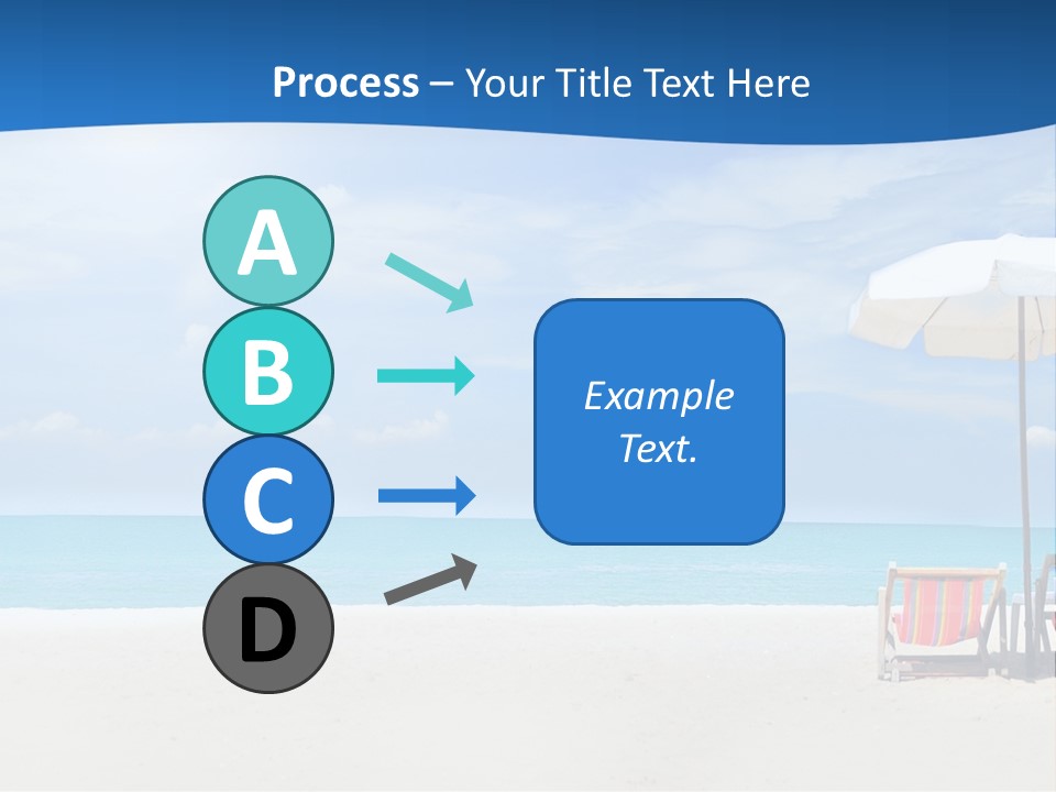 Two Chairs Under An Umbrella On A Beach PowerPoint Template