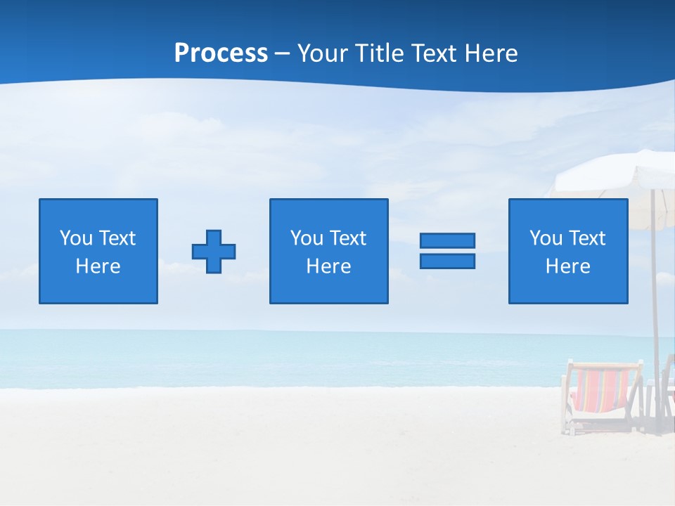 Two Chairs Under An Umbrella On A Beach PowerPoint Template