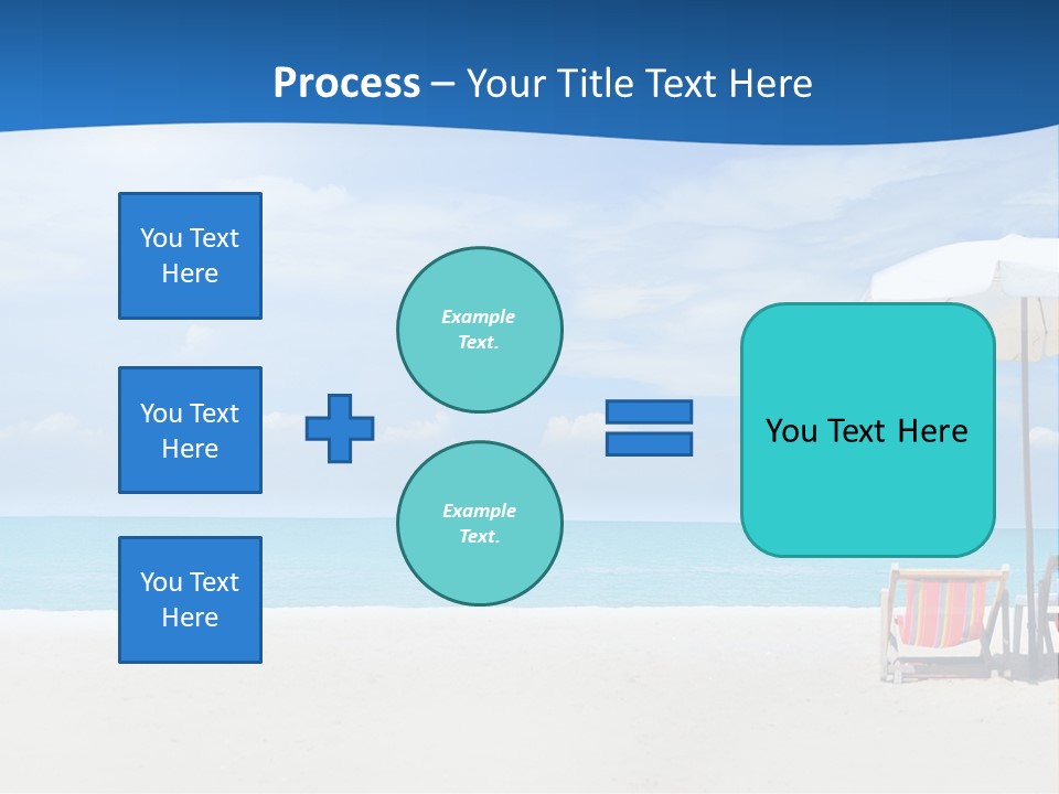 Two Chairs Under An Umbrella On A Beach PowerPoint Template