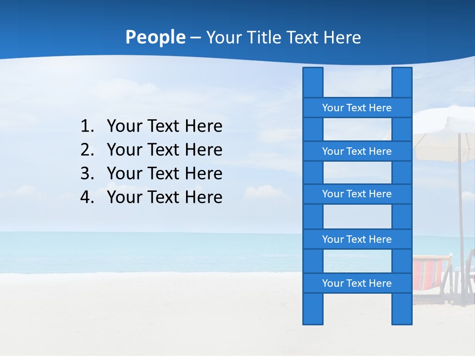 Two Chairs Under An Umbrella On A Beach PowerPoint Template