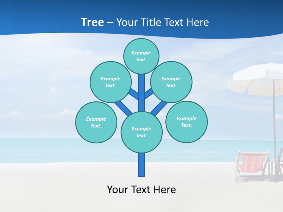 Two Chairs Under An Umbrella On A Beach PowerPoint Template
