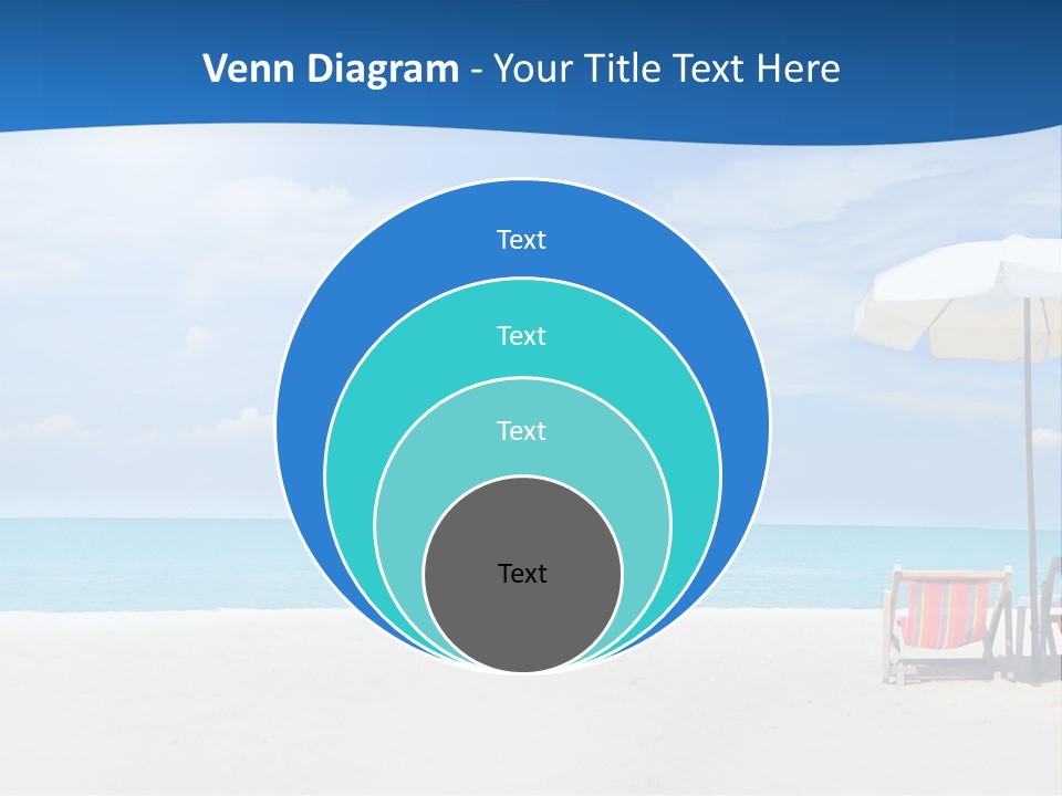 Two Chairs Under An Umbrella On A Beach PowerPoint Template