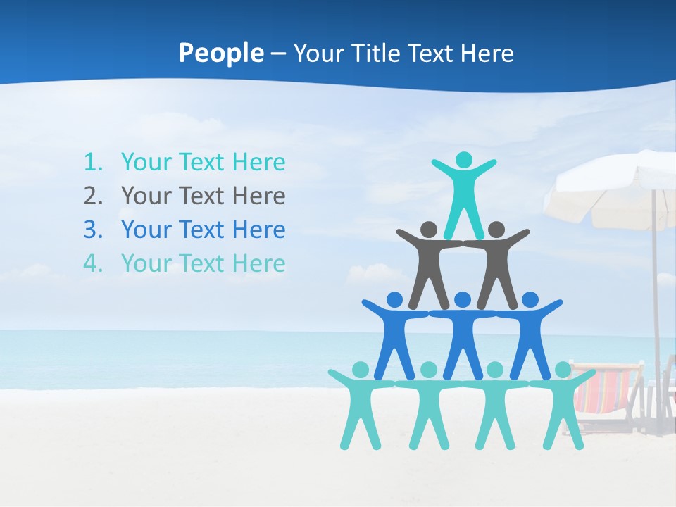 Two Chairs Under An Umbrella On A Beach PowerPoint Template