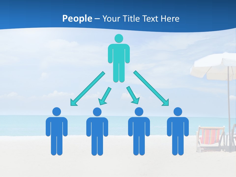 Two Chairs Under An Umbrella On A Beach PowerPoint Template