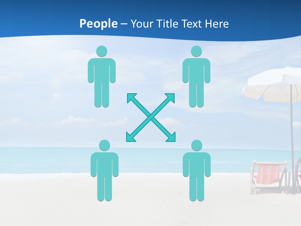 Two Chairs Under An Umbrella On A Beach PowerPoint Template
