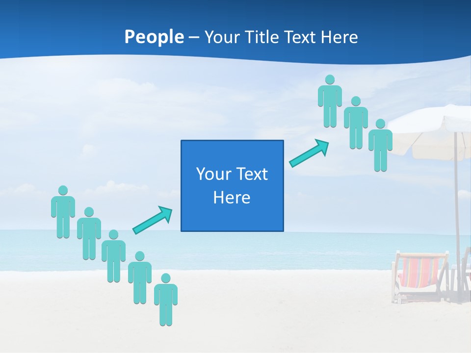 Two Chairs Under An Umbrella On A Beach PowerPoint Template