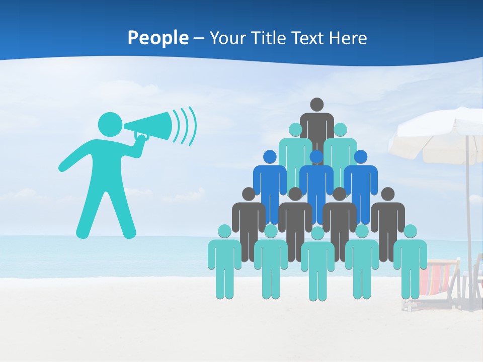 Two Chairs Under An Umbrella On A Beach PowerPoint Template