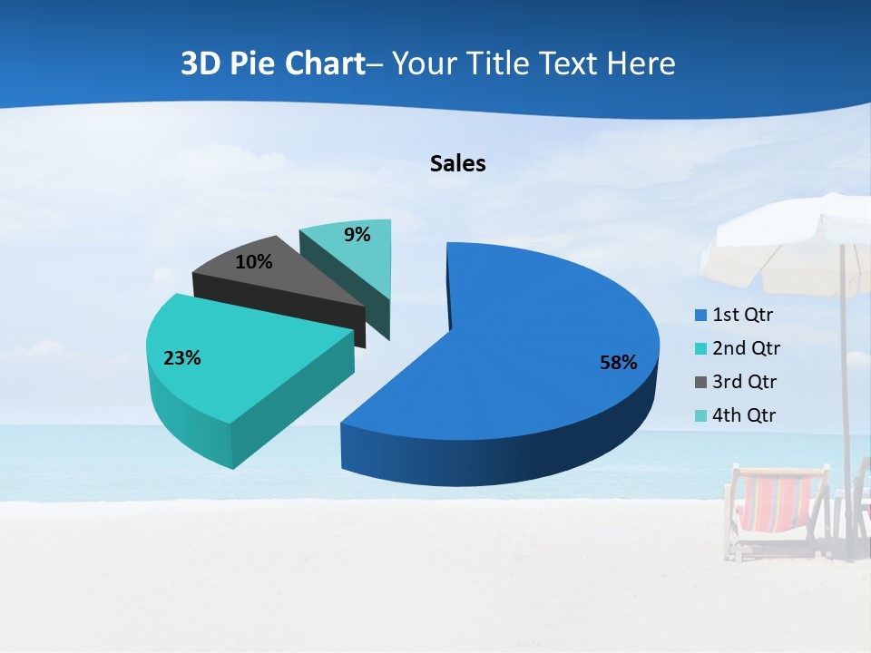 Two Chairs Under An Umbrella On A Beach PowerPoint Template