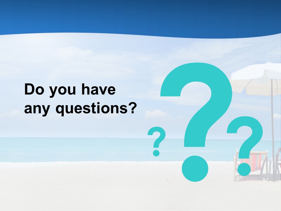 Two Chairs Under An Umbrella On A Beach PowerPoint Template