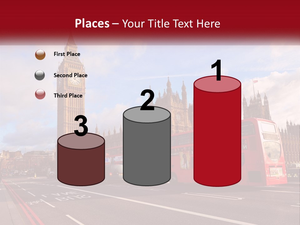A Red Double Decker Bus Driving Past Big Ben PowerPoint Template