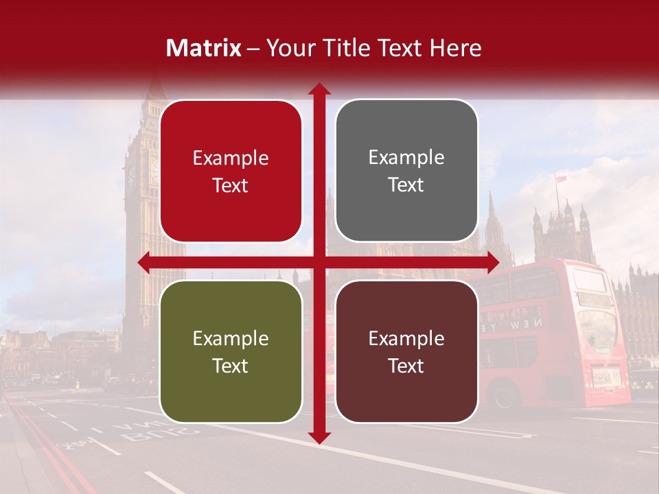 A Red Double Decker Bus Driving Past Big Ben PowerPoint Template