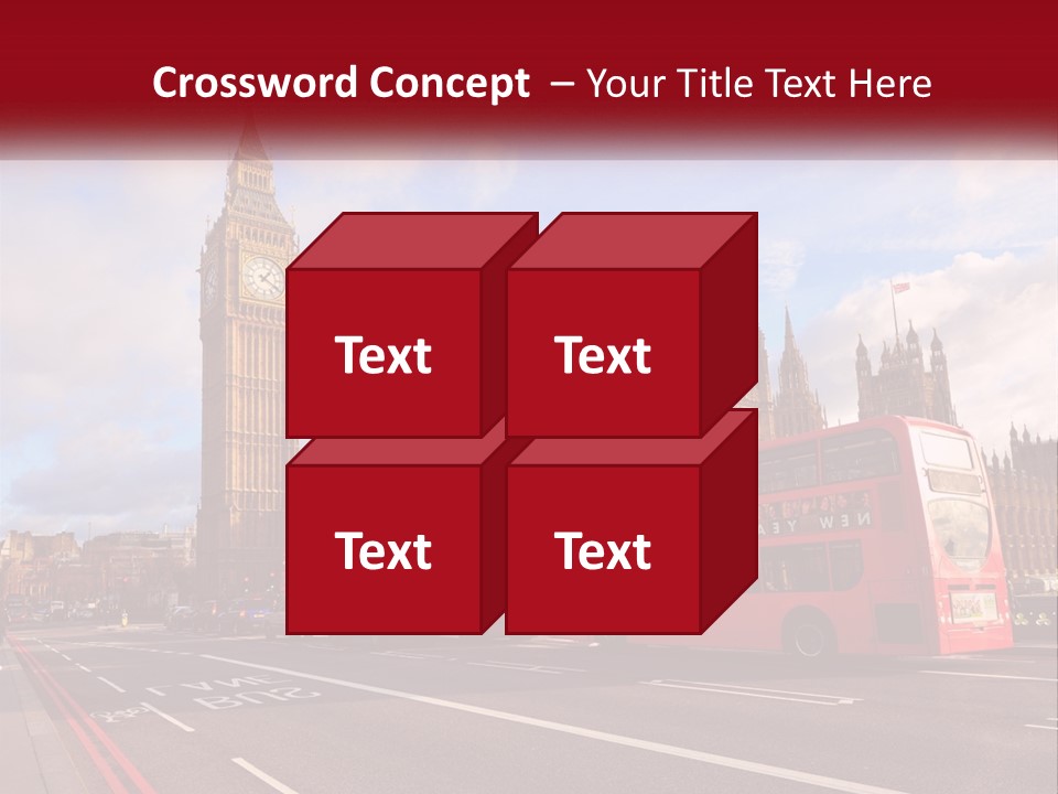 A Red Double Decker Bus Driving Past Big Ben PowerPoint Template