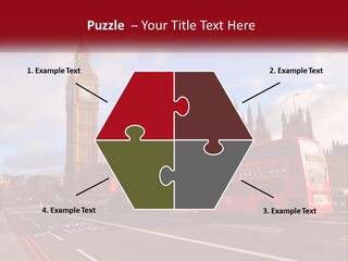 A Red Double Decker Bus Driving Past Big Ben PowerPoint Template
