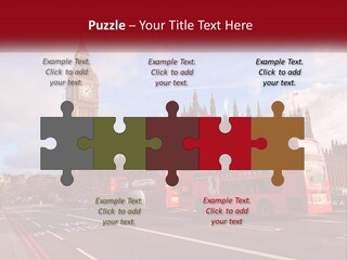 A Red Double Decker Bus Driving Past Big Ben PowerPoint Template