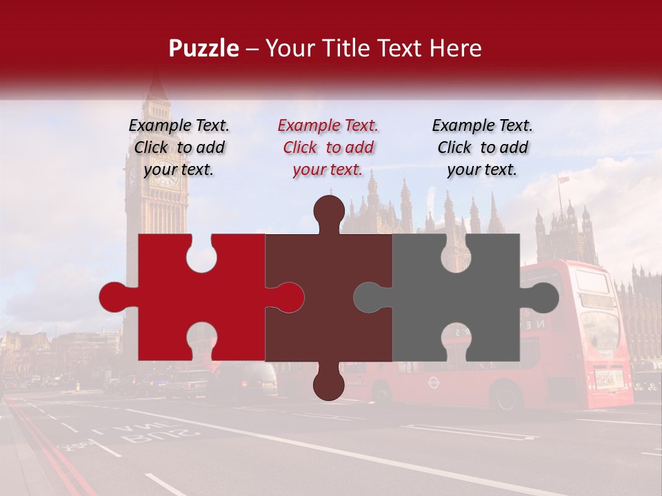 A Red Double Decker Bus Driving Past Big Ben PowerPoint Template