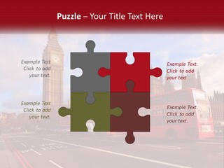 A Red Double Decker Bus Driving Past Big Ben PowerPoint Template