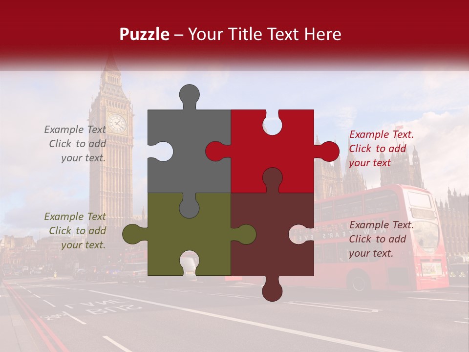A Red Double Decker Bus Driving Past Big Ben PowerPoint Template