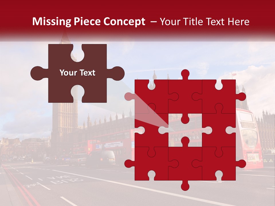A Red Double Decker Bus Driving Past Big Ben PowerPoint Template