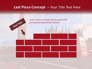 A Red Double Decker Bus Driving Past Big Ben PowerPoint Template