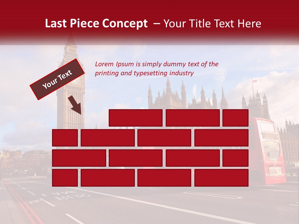 A Red Double Decker Bus Driving Past Big Ben PowerPoint Template