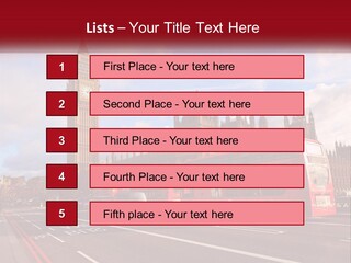 A Red Double Decker Bus Driving Past Big Ben PowerPoint Template