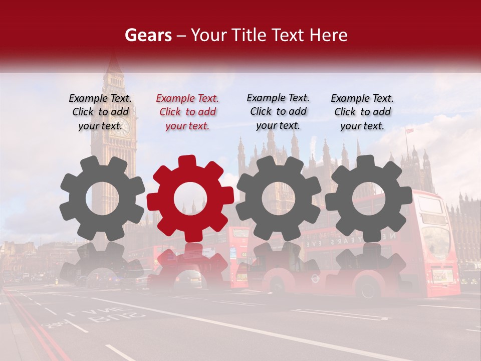 A Red Double Decker Bus Driving Past Big Ben PowerPoint Template