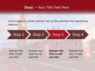 A Red Double Decker Bus Driving Past Big Ben PowerPoint Template
