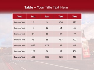 A Red Double Decker Bus Driving Past Big Ben PowerPoint Template