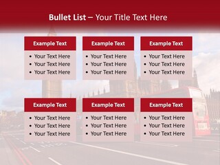 A Red Double Decker Bus Driving Past Big Ben PowerPoint Template