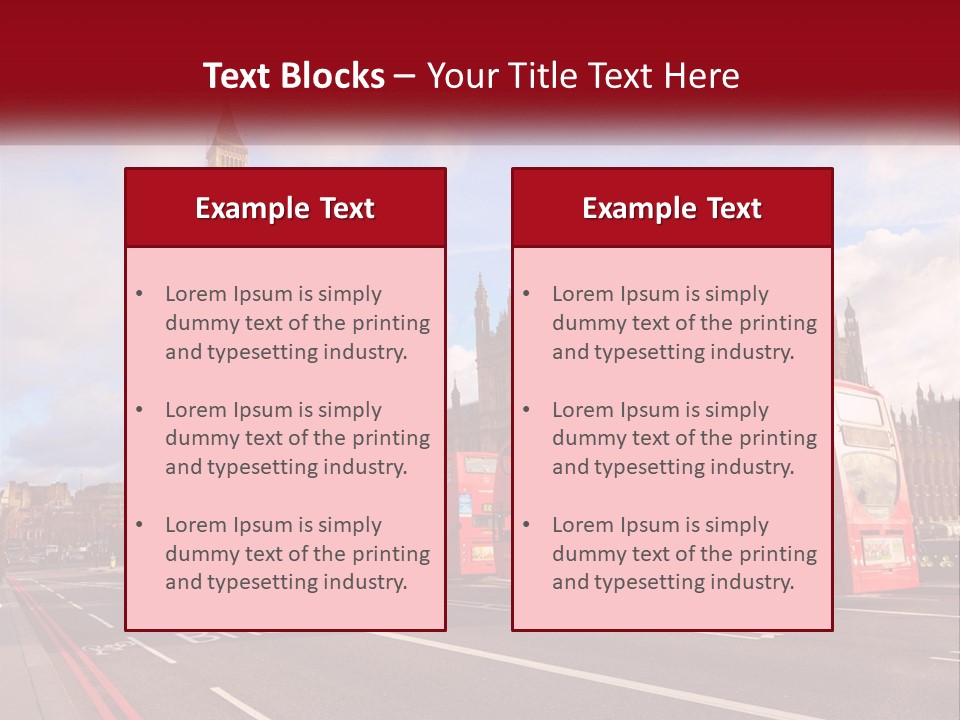 A Red Double Decker Bus Driving Past Big Ben PowerPoint Template