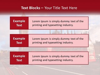 A Red Double Decker Bus Driving Past Big Ben PowerPoint Template