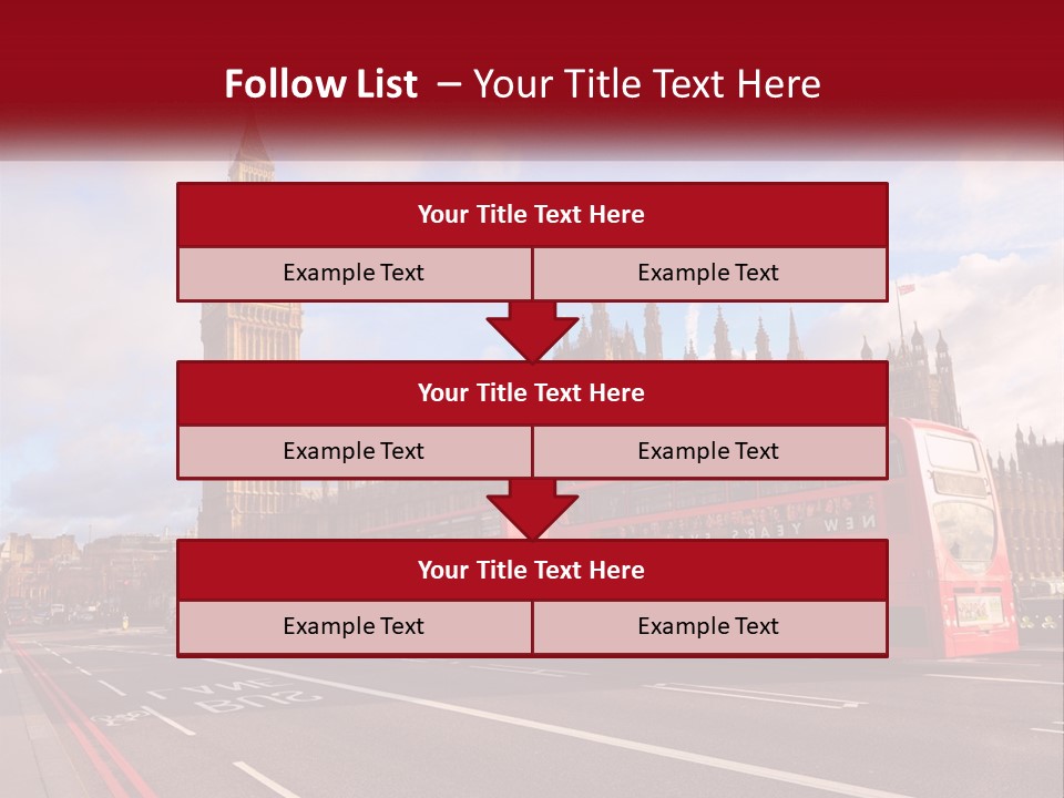 A Red Double Decker Bus Driving Past Big Ben PowerPoint Template