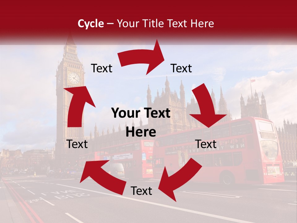 A Red Double Decker Bus Driving Past Big Ben PowerPoint Template