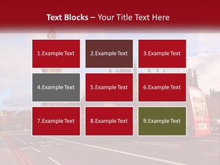 A Red Double Decker Bus Driving Past Big Ben PowerPoint Template