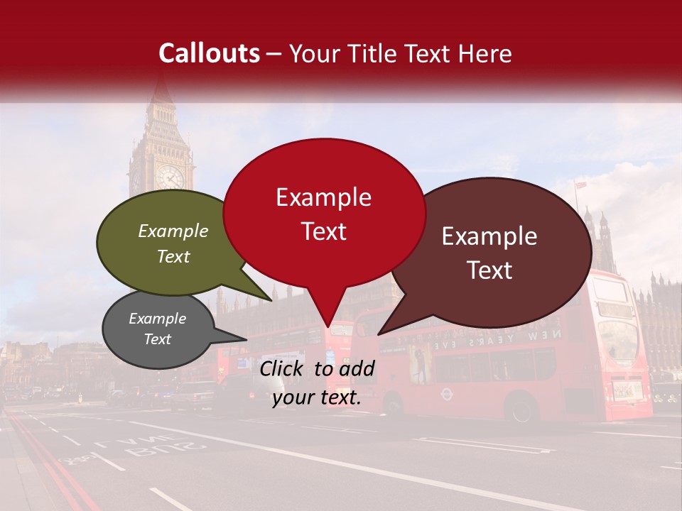 A Red Double Decker Bus Driving Past Big Ben PowerPoint Template