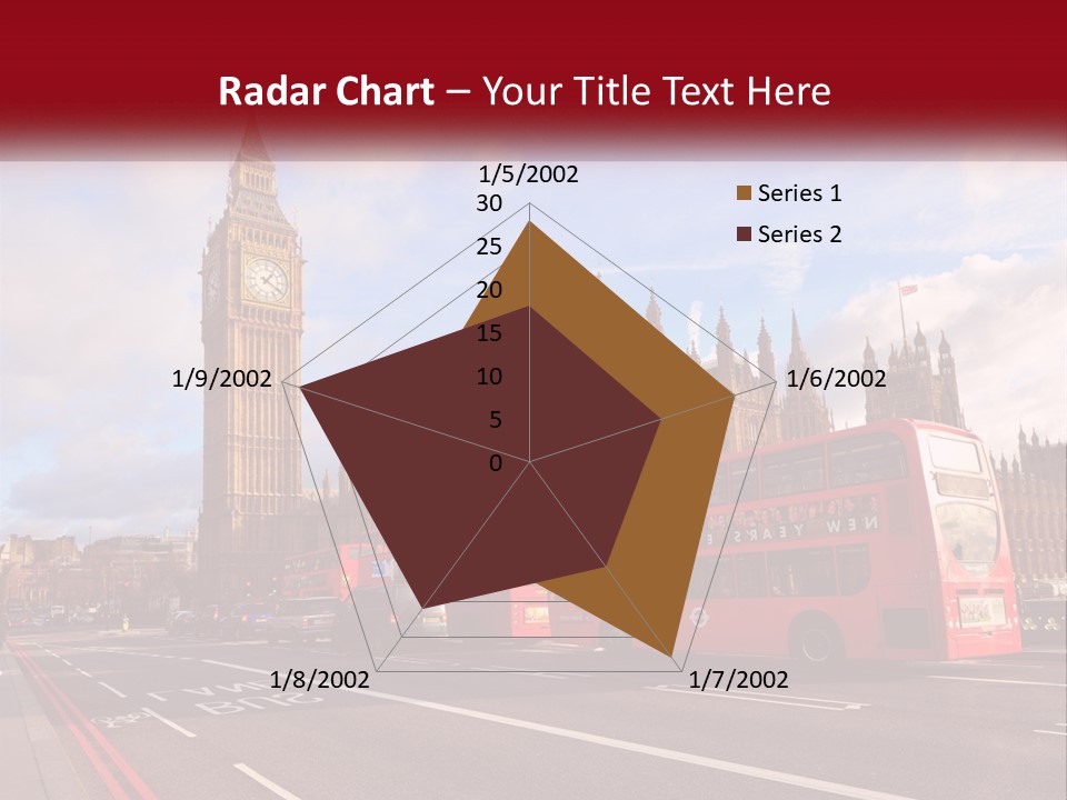 A Red Double Decker Bus Driving Past Big Ben PowerPoint Template