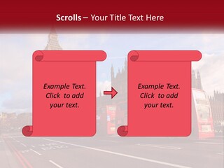 A Red Double Decker Bus Driving Past Big Ben PowerPoint Template