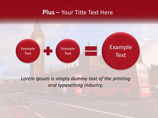 A Red Double Decker Bus Driving Past Big Ben PowerPoint Template
