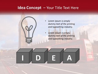 A Red Double Decker Bus Driving Past Big Ben PowerPoint Template