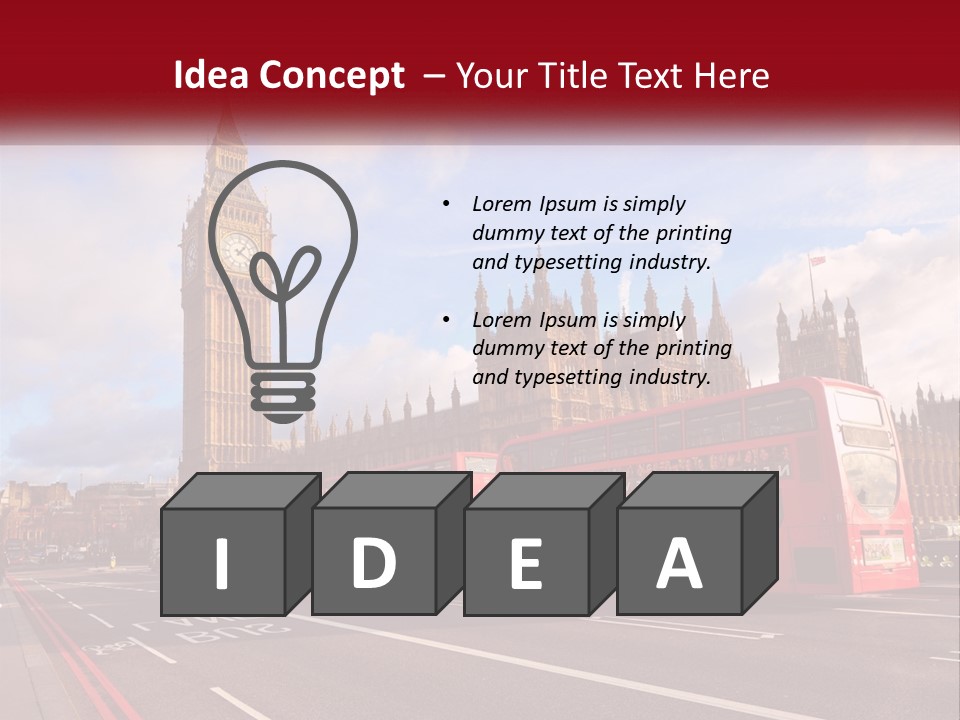 A Red Double Decker Bus Driving Past Big Ben PowerPoint Template