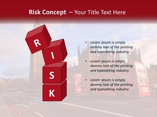 A Red Double Decker Bus Driving Past Big Ben PowerPoint Template
