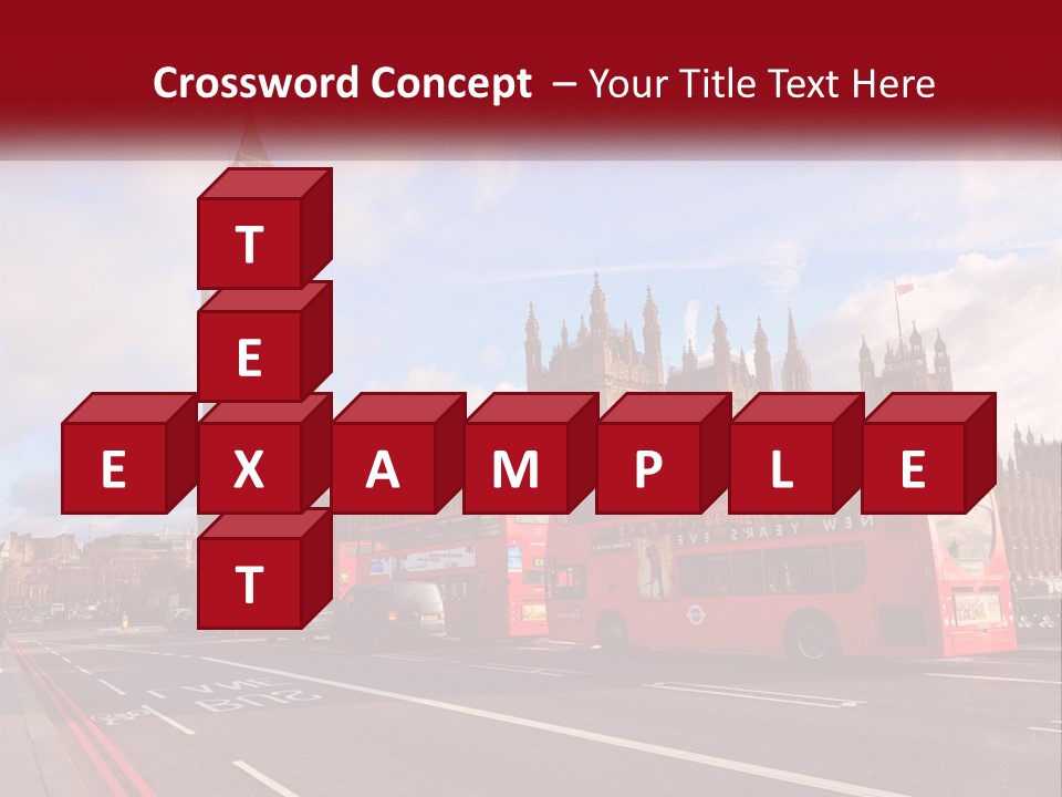 A Red Double Decker Bus Driving Past Big Ben PowerPoint Template