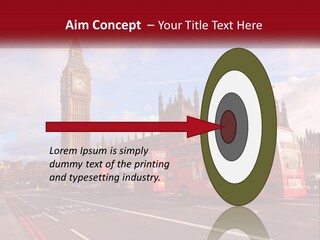 A Red Double Decker Bus Driving Past Big Ben PowerPoint Template