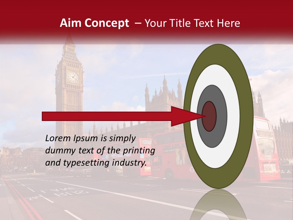 A Red Double Decker Bus Driving Past Big Ben PowerPoint Template