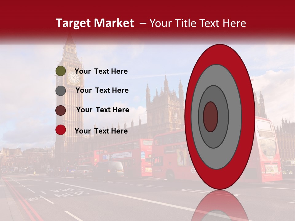A Red Double Decker Bus Driving Past Big Ben PowerPoint Template