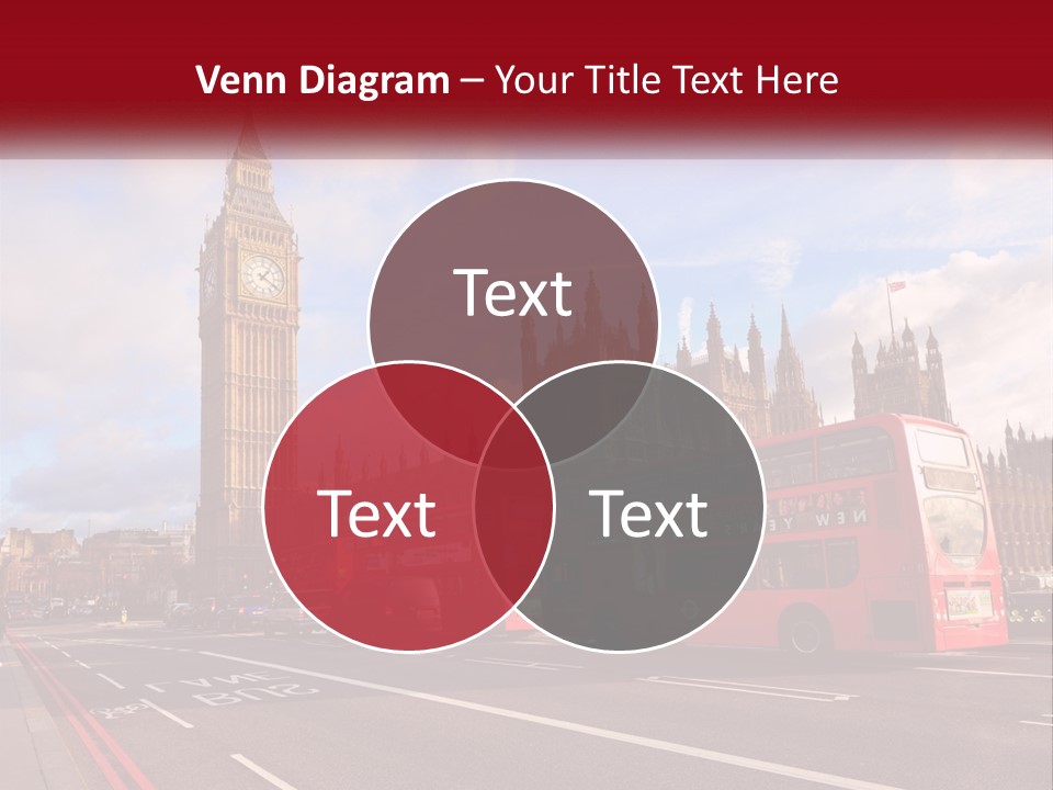 A Red Double Decker Bus Driving Past Big Ben PowerPoint Template
