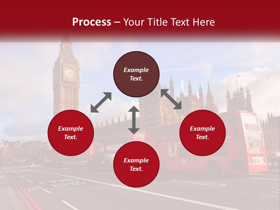 A Red Double Decker Bus Driving Past Big Ben PowerPoint Template